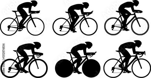 high quality race bicyclist silhouette - vector. Transparent background PNG, cutout
