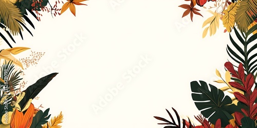 Autumnal foliage frame, vibrant colors, leaves & branches border.  Perfect for invitations or announcements