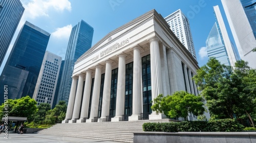 Wallpaper Mural Grand Historic Building Surrounded by Modern Skyscrapers in Urban Landscape with Clear Blue Sky Torontodigital.ca