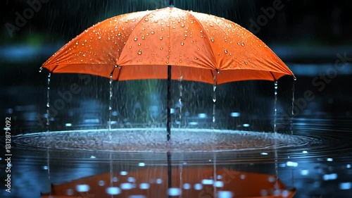 Wallpaper Mural Orange Umbrella in the Rain: A Solitary Moment of Tranquility Torontodigital.ca