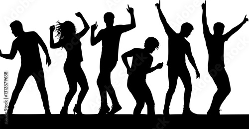 vector set of happy dancing people. Transparent background PNG cutout.
