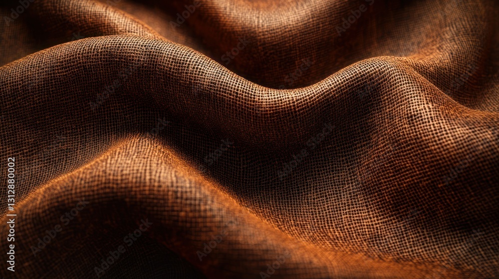 Draped brown fabric texture, close-up studio shot (1)