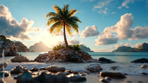 Palm Tree Paradise: A Serene Tropical Sunset
