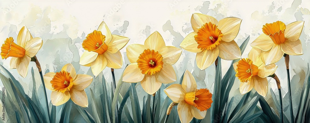 Obraz premium Vibrant Daffodils in Bloom: A Celebration of Spring and Nature's Beauty