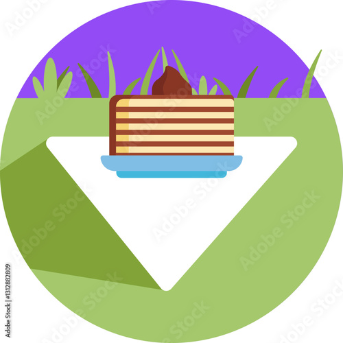 A small, decorated cake, perfect for sharing at an outdoor gathering.