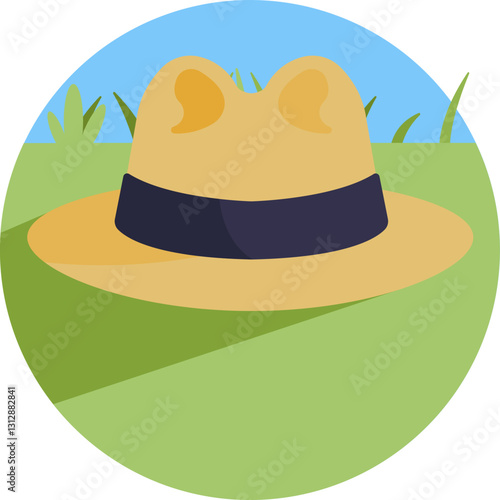 A casual straw hat, perfect for a relaxing day in the park.