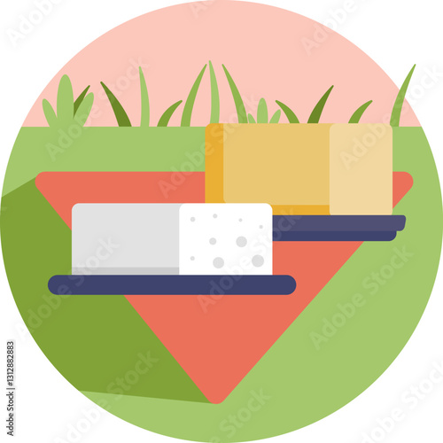 A yellow block of butter, a picnic essential for adding flavor to foods.