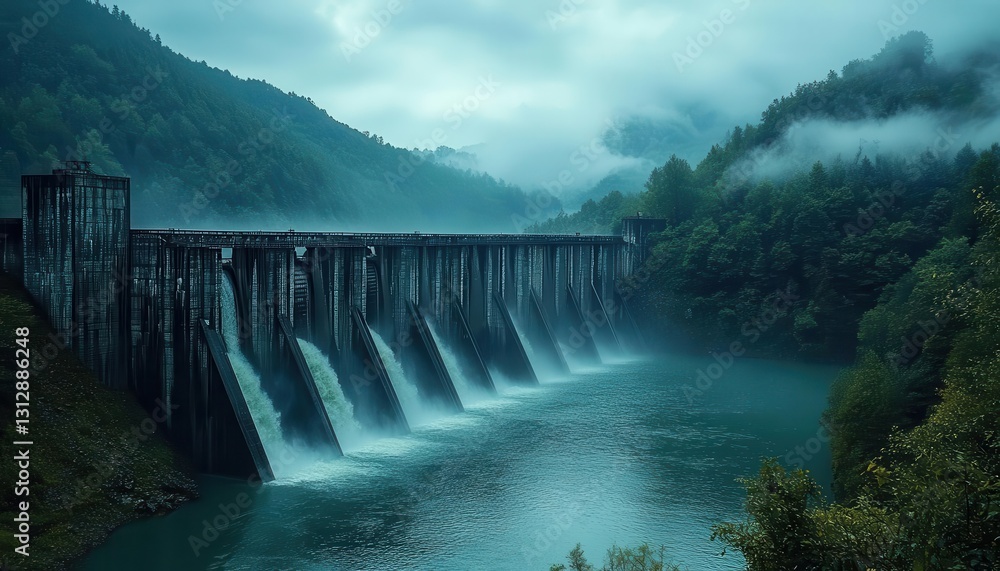 A hydroelectric dam producing renewable energy and managing water resources for electricity generation, Renewable Energy, Green and ecofriendly A hydroelectric dam producing renewable energy and managing water resources for electricity generation, Renewable Energy, Green and ecofriendly