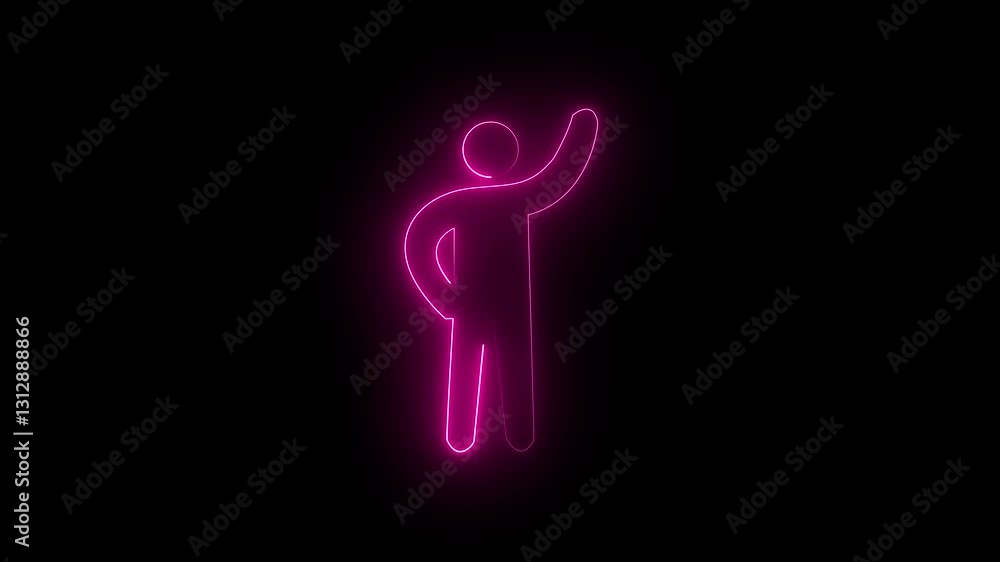 Man icon animated on a black background. Glowing neon person or people sign animation. Man icon animated on a black background. Glowing neon person or people sign animation.