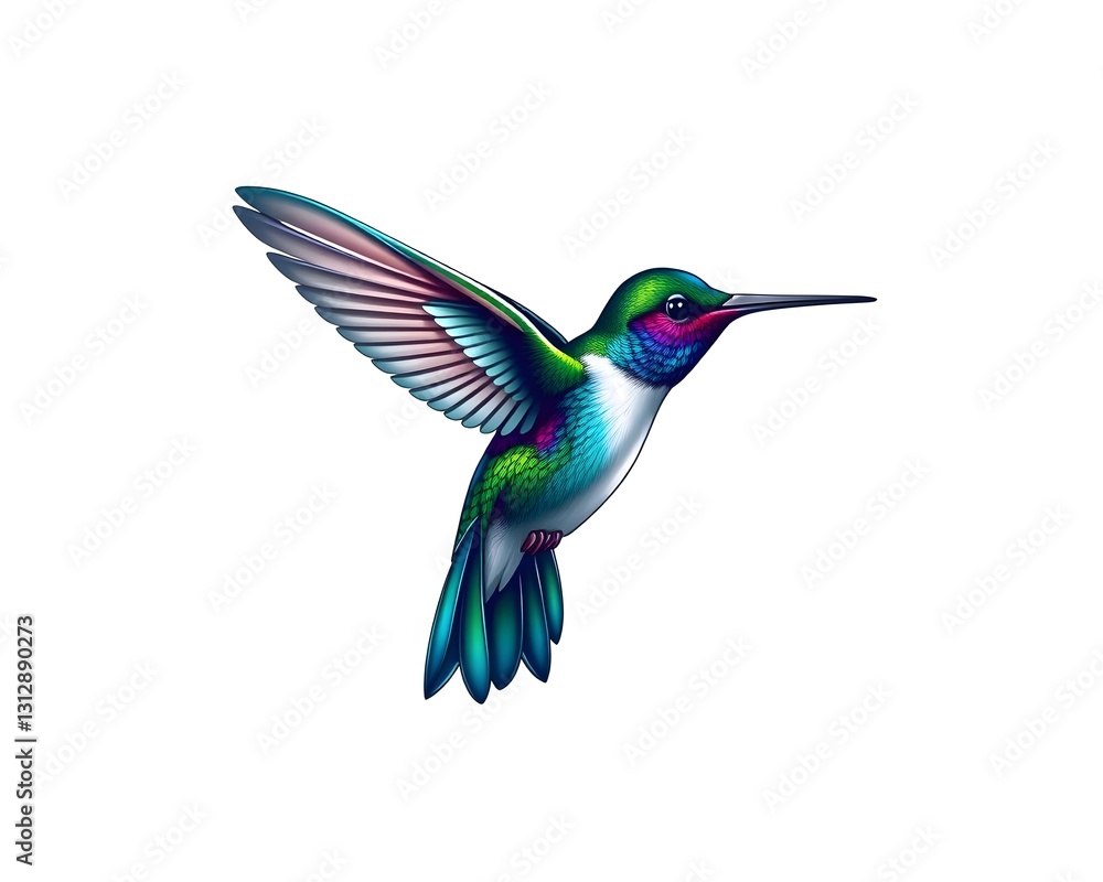 Obraz premium Isolated Hummingbird on White Background