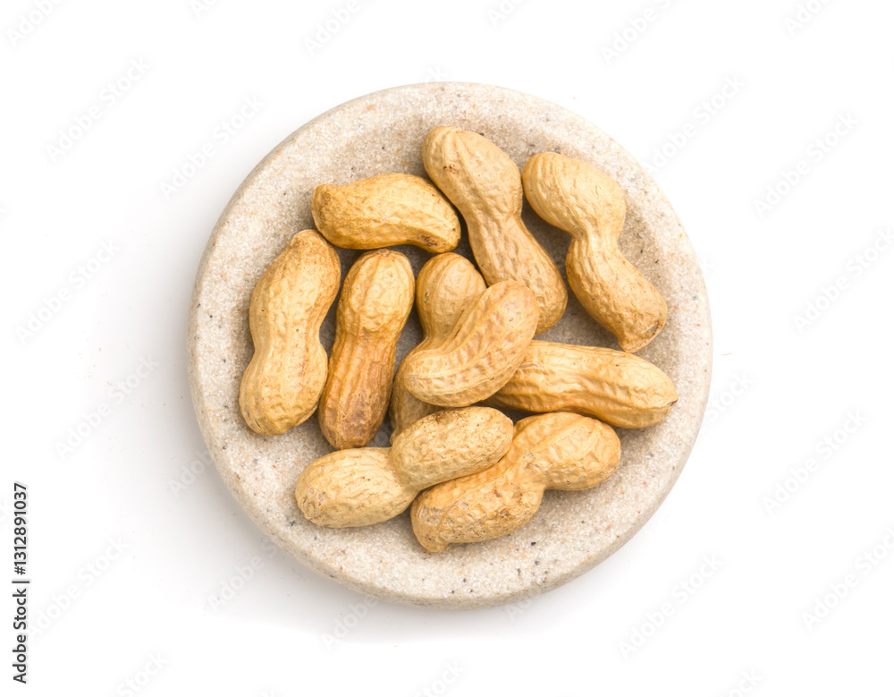 plate of peanuts in shell on white background plate of peanuts in shell on white background