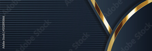 Dark blue gold lines abstract background design