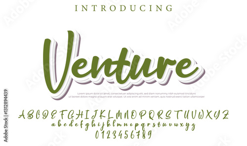 Venture Font Stylish brush painted an uppercase vector letters, alphabet, typeface