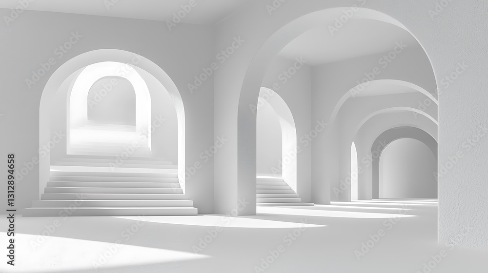 Fototapeta premium White Archway Minimalist Architecture Interior Design Modern Space