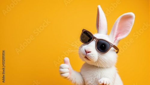 White Rabbit with Sunglasses and Thumbs Up