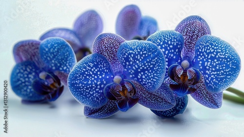 Stunning purple orchid flower closeup showcasing tropical plant beauty with vibrant blossoms, perfect for floral designs and nature-inspired projects, isolated on white background.