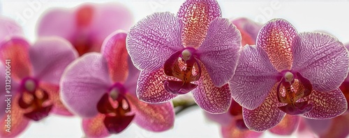 Stunning isolated closeup of a purple tropical orchid flower bloom showcasing vibrant beauty of nature's tropical plant in full blossom