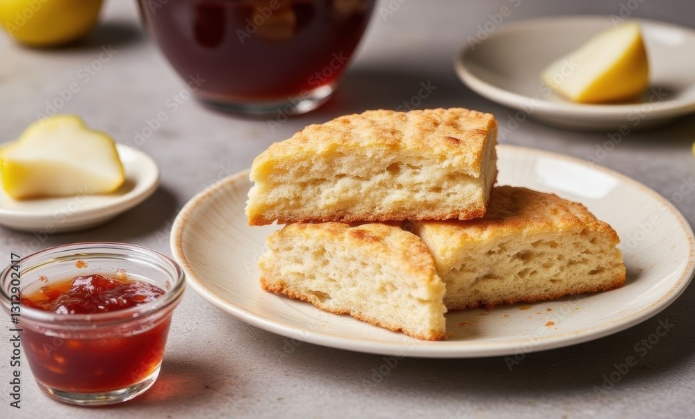 Freshly baked scones with jam Freshly baked scones with jam