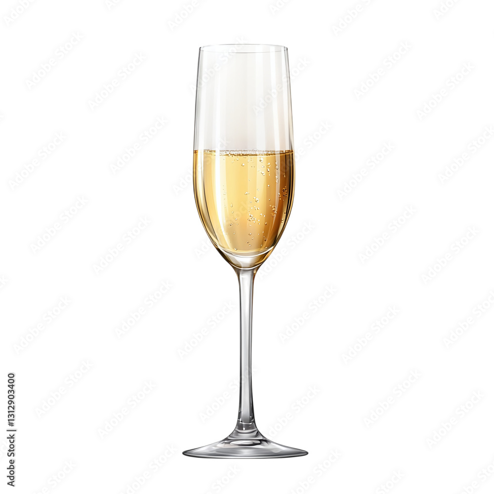Champagne flute with slender stem isolated on transparent background Champagne flute with slender stem isolated on transparent background