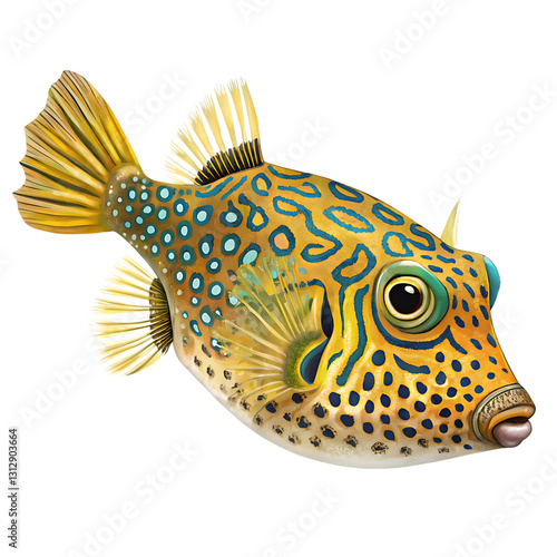Vibrant Illustration of a Yellow and Blue Spotted Fish