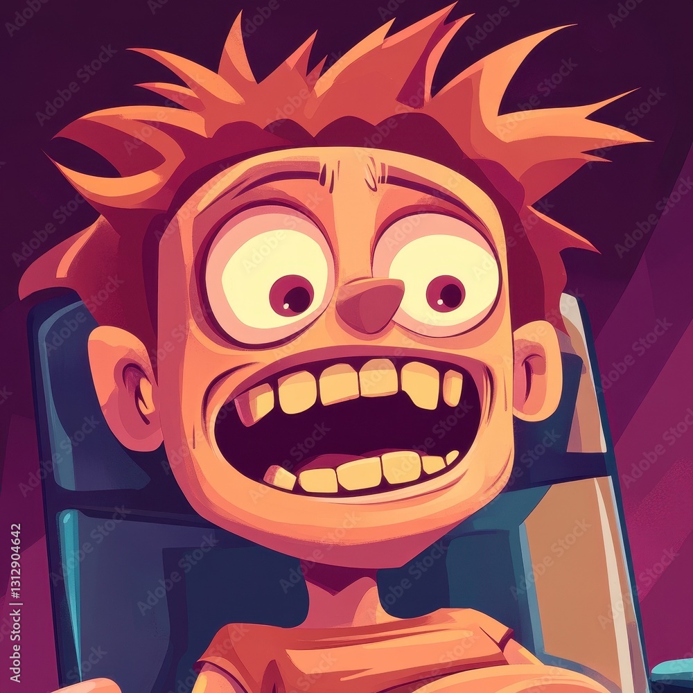 A cartoon depiction of a surprised and shocked young person A cartoon depiction of a surprised and shocked young person