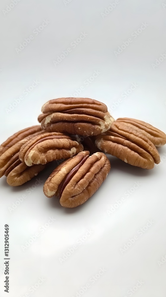 Pecan Pile: A close-up shot of a pile of fresh, shelled pecans showcasing their intricate textures. Pecan Pile: A close-up shot of a pile of fresh, shelled pecans showcasing their intricate textures.