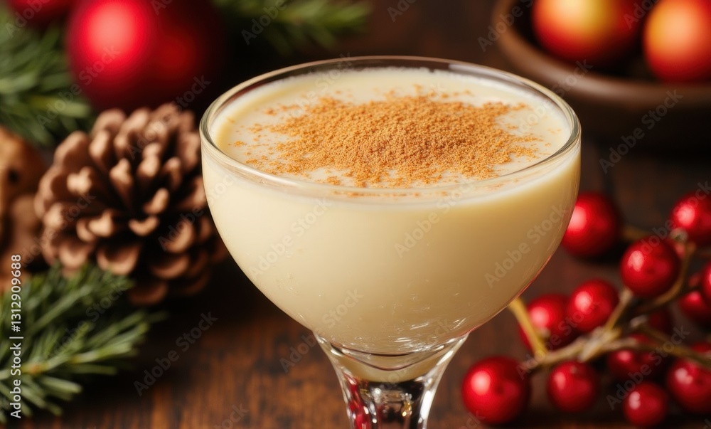 Festive holiday eggnog with spices Festive holiday eggnog with spices