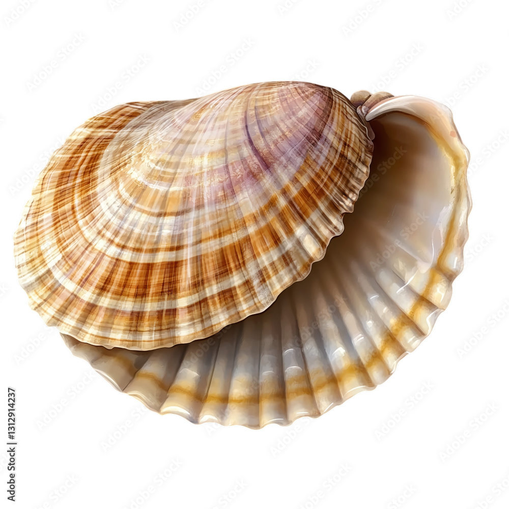 Clam with textured shell isolated on transparent background Clam with textured shell isolated on transparent background