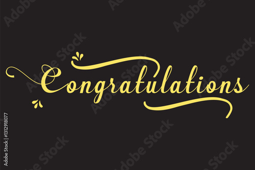 Illustration with calligraphic inscription. Congratulations. Vector element for design.