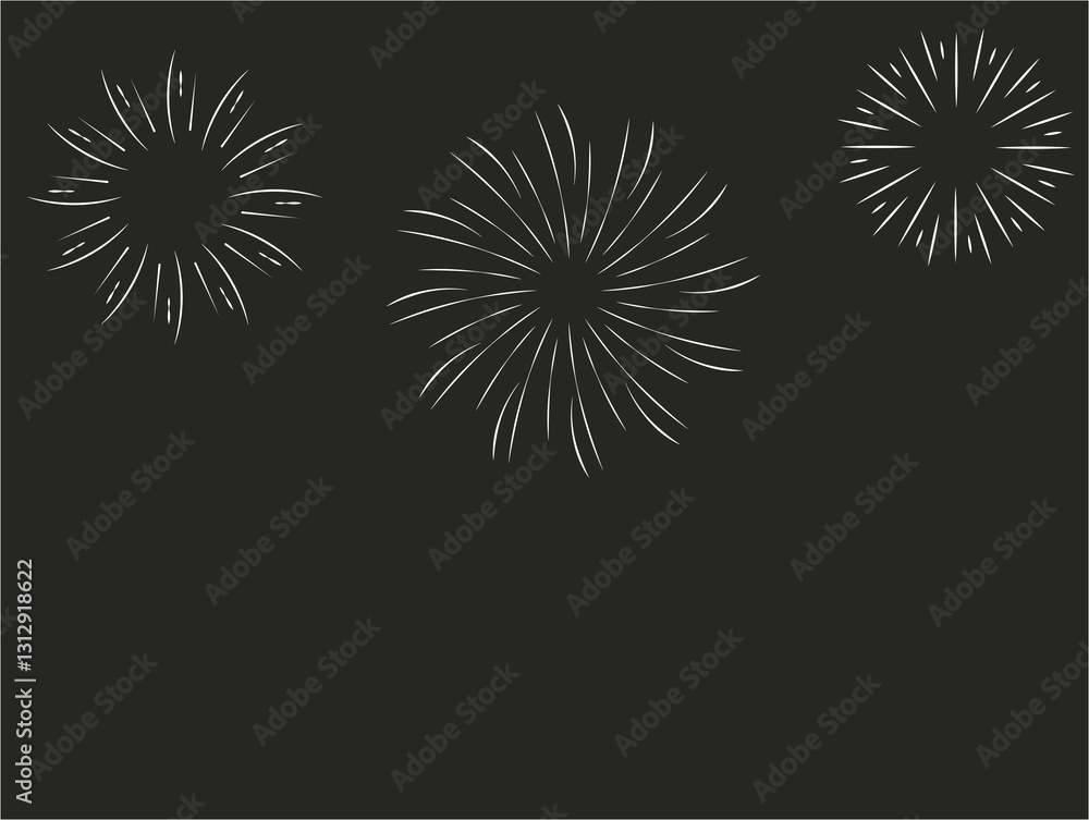 Fototapeta premium Circular design of luminous white fireworks at night