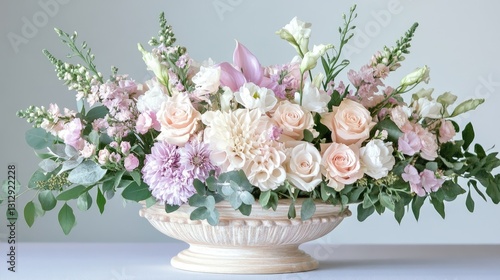 Wallpaper Mural Elegant Floral Arrangement with Soft Pink and White Blooms in Decorative Vase for Event Decor and Table Centerpiece Torontodigital.ca