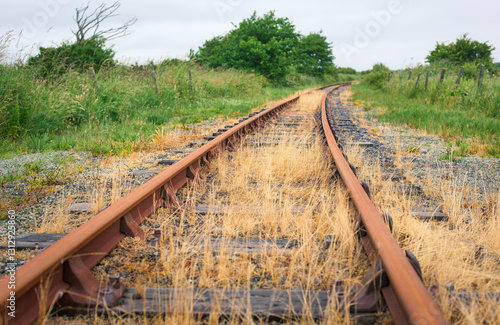 Old rail tracks disappearing in the distance