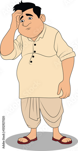 A indian Village man cartoon character design for 2d cartoon animation - male cartoon character design