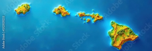 Flat vector map of Hawaii's Big Island with island name label , landscape, island, tourism