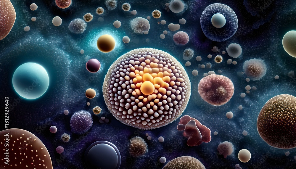 Microscopic Marvels: A captivating close-up reveals the intricate and diverse world of cells, with vibrant colors and detailed textures highlighting their unique structures. Microscopic Marvels: A captivating close-up reveals the intricate and diverse world of cells, with vibrant colors and detailed textures highlighting their unique structures.