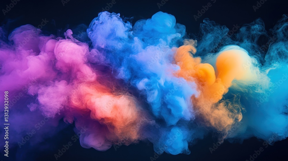 Fototapeta premium Colorful smoke swirls blending together in vibrant hues against a dark background.