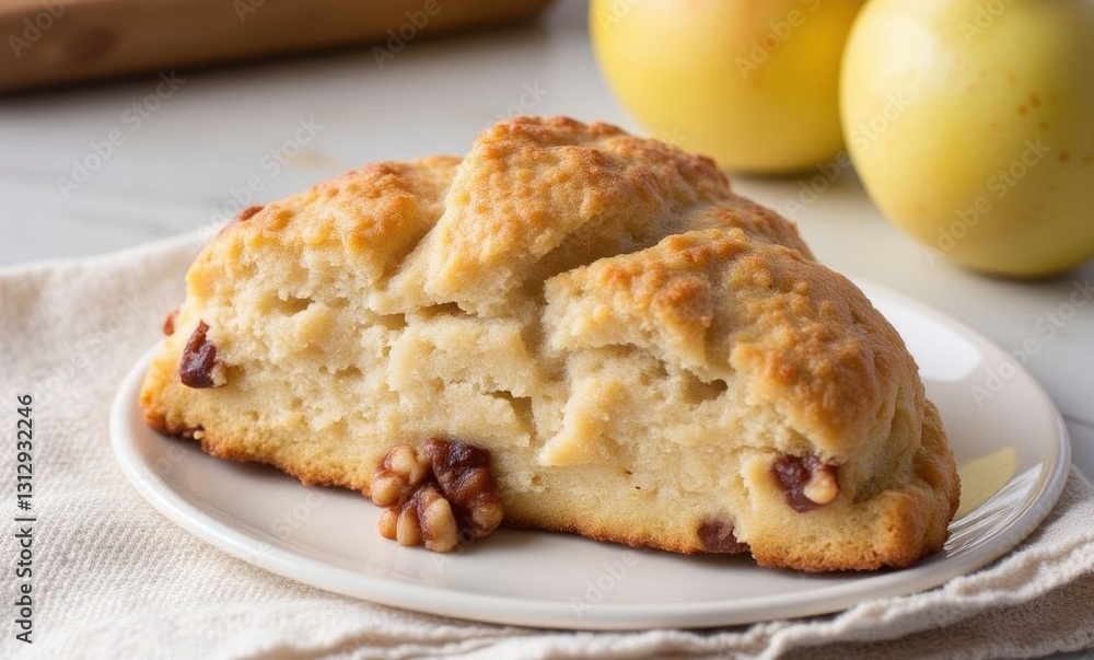 Delicious apple scone on plate Delicious apple scone on plate