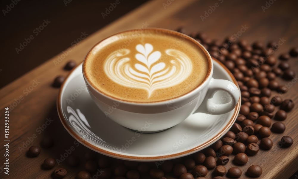 Stylish latte art on coffee cup Stylish latte art on coffee cup