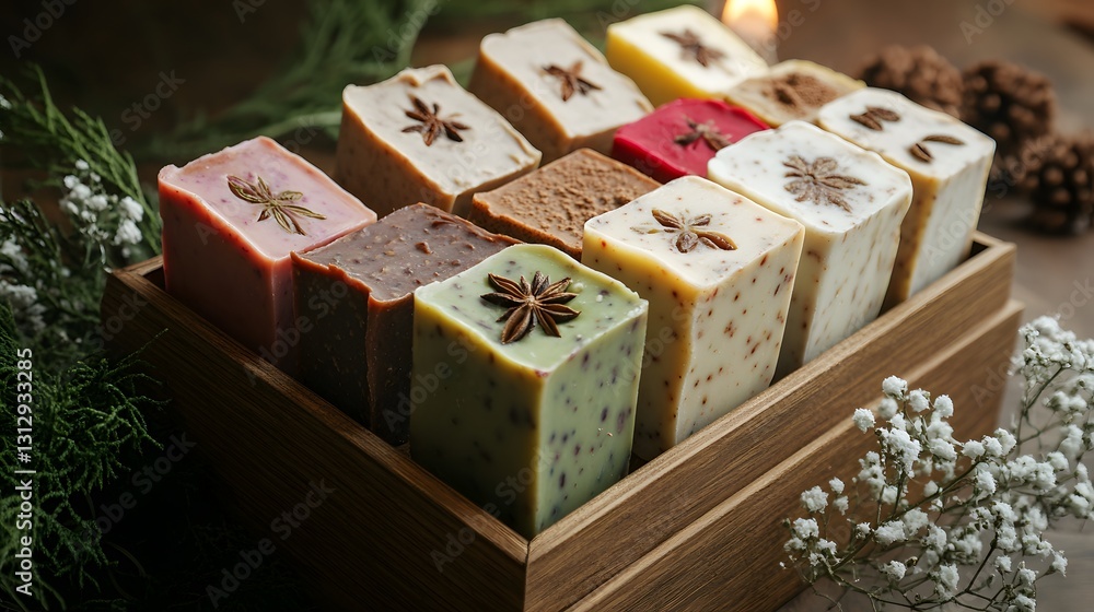 Artisan Handmade Soap Collection in Wooden Box