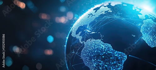 Abstract banner highlighting the concept of general virtual money and business crypto technology. Discover the metaverse, a digital world planet in the cyber Earth. Generation AI