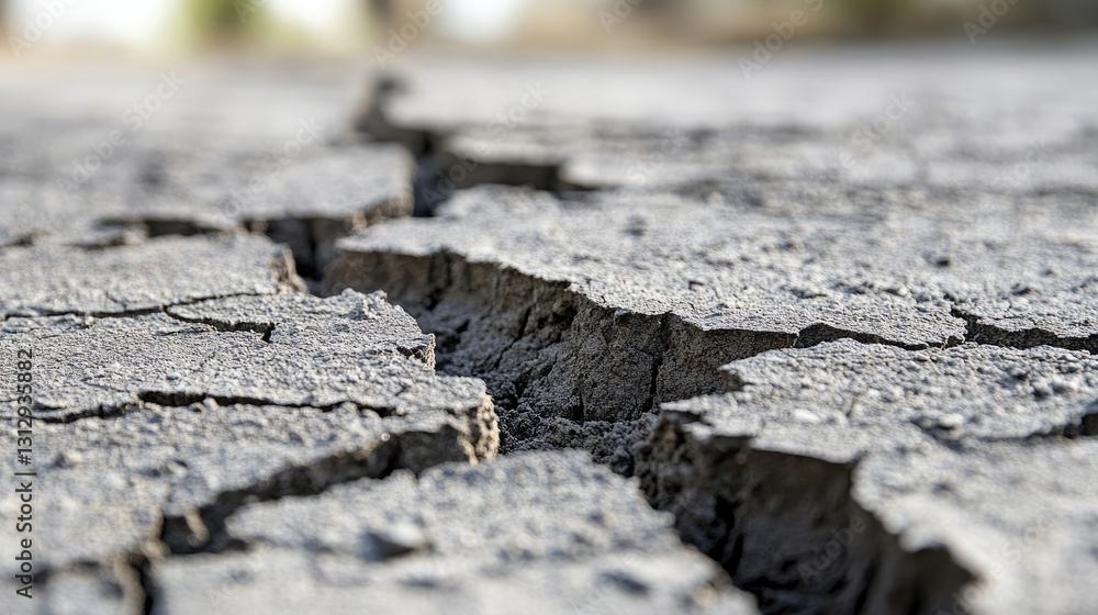 A close-up of cracked soil due to seismic activity. A close-up of cracked soil due to seismic activity.