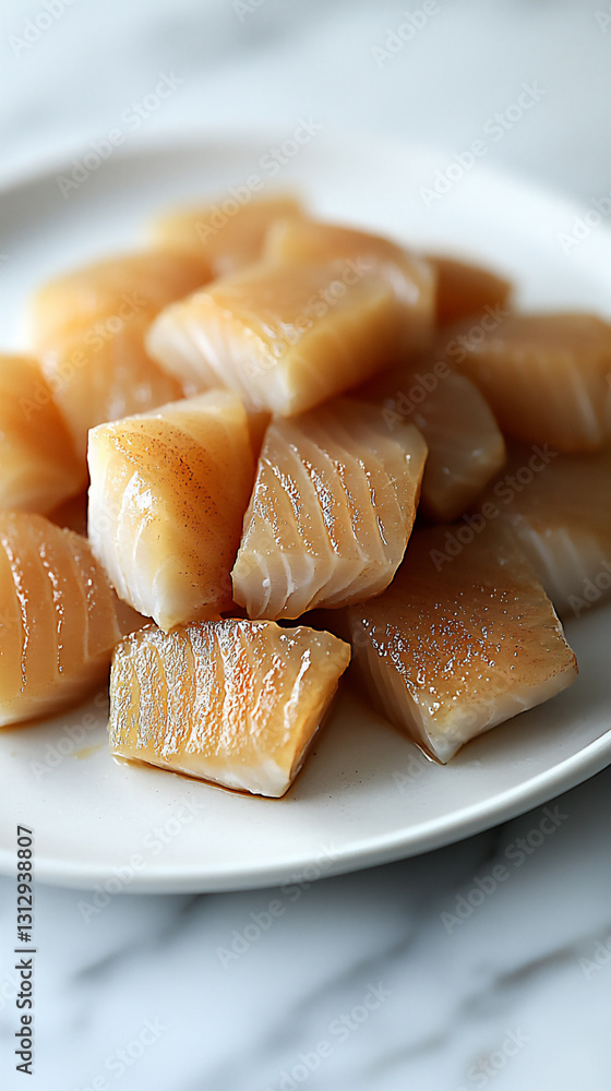  raw flatfish fillets on white plate
