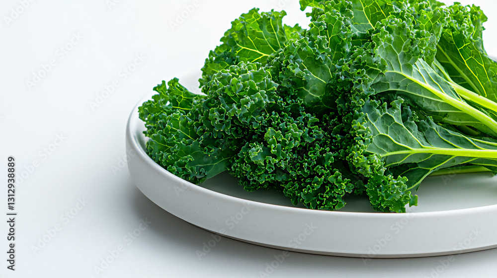 Fototapeta premium raw kale on white plate