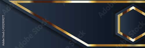 Dark navy gold geometric banner background design