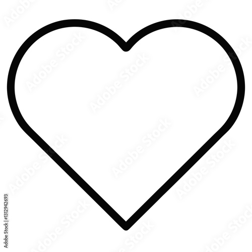 Heart Outline Icon Vector | Clipart, Line Art & Cartoon Illustration, Simple heart outline icon vector, perfect for clipart, line art, and digital design projects.