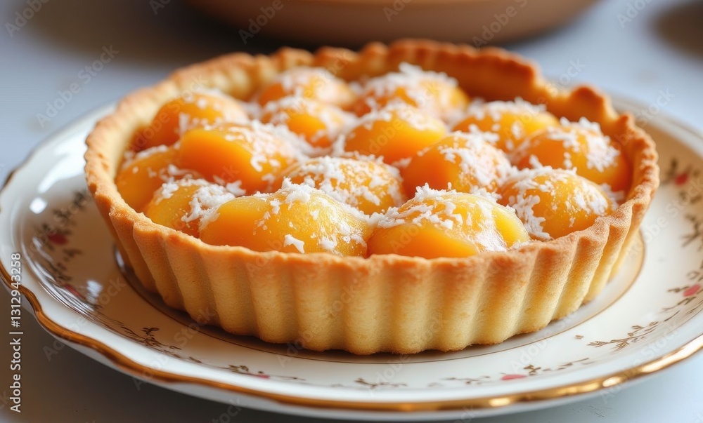 Delicious mango tart on a plate Delicious mango tart on a plate