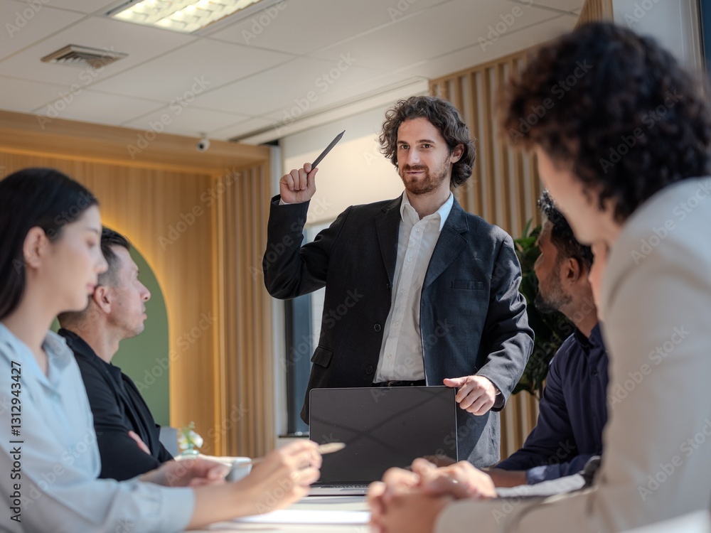 Business Team Discussing Strategy in Office Meeting