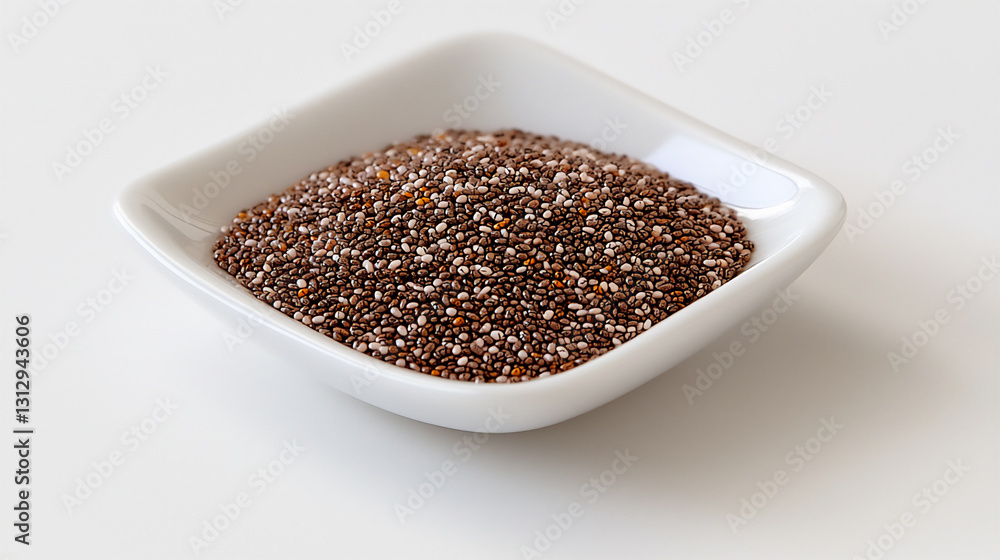 raw chia seeds on white plate raw chia seeds on white plate