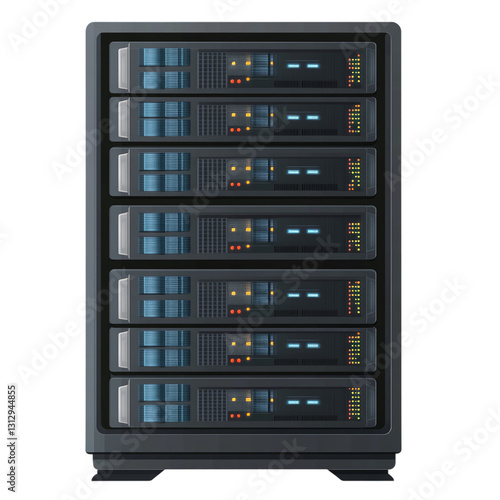 Data storage unit with RAID configuration isolated on transparent background