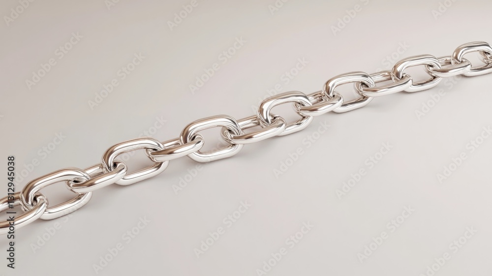 Silver Chain Link on White Background, A Study in Metal and Simplicity Silver Chain Link on White Background, A Study in Metal and Simplicity